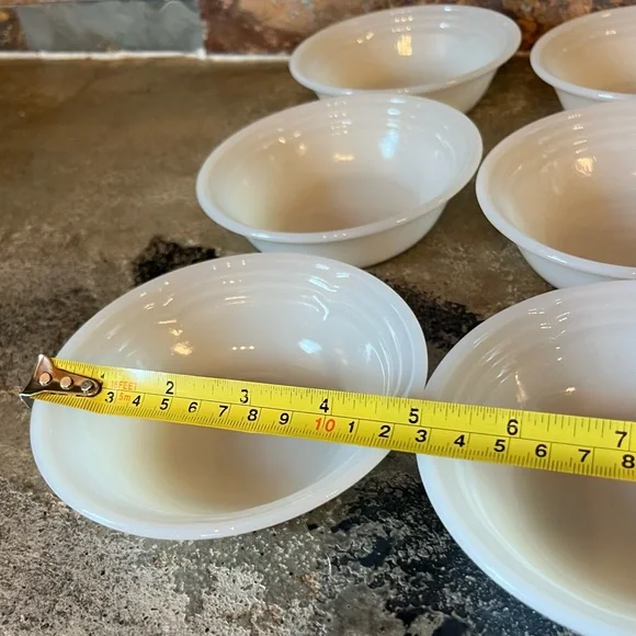 Vintage Fire King Milk Glass White Custard Dessert Bowls Cups Anchor Hocking USA - Picture 3 of 15